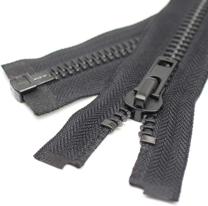 Grote Metalen Rits - Deelbare Sluiting - Jas Reparatie - Robuuste #10 Maat - 38 Centimeter Lang - Zwart