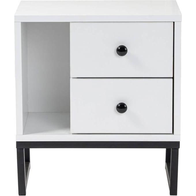 Asir - Nachttisch - 45,2 x 29,5 x 50 cm - Wit & Zwart