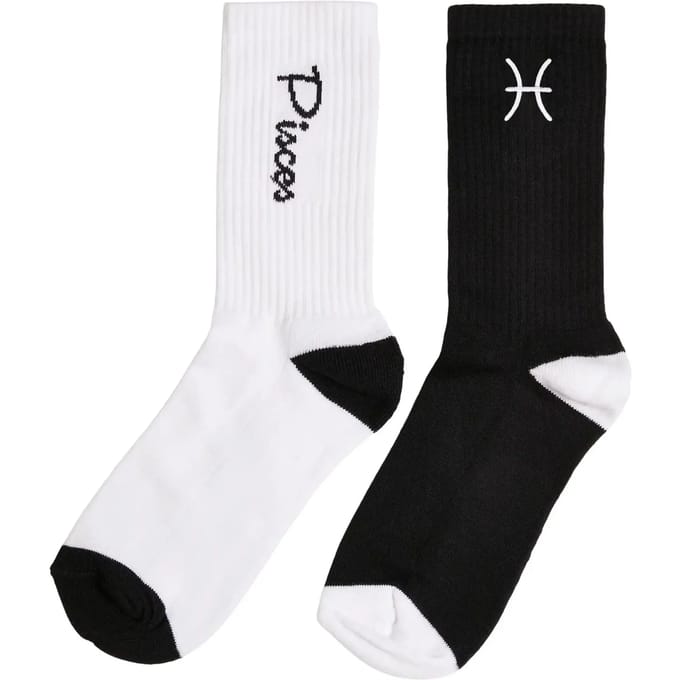 Mister Tee - Pisces Zodiac 2-Pack Sokken - 47/50 - Zwart/Wit