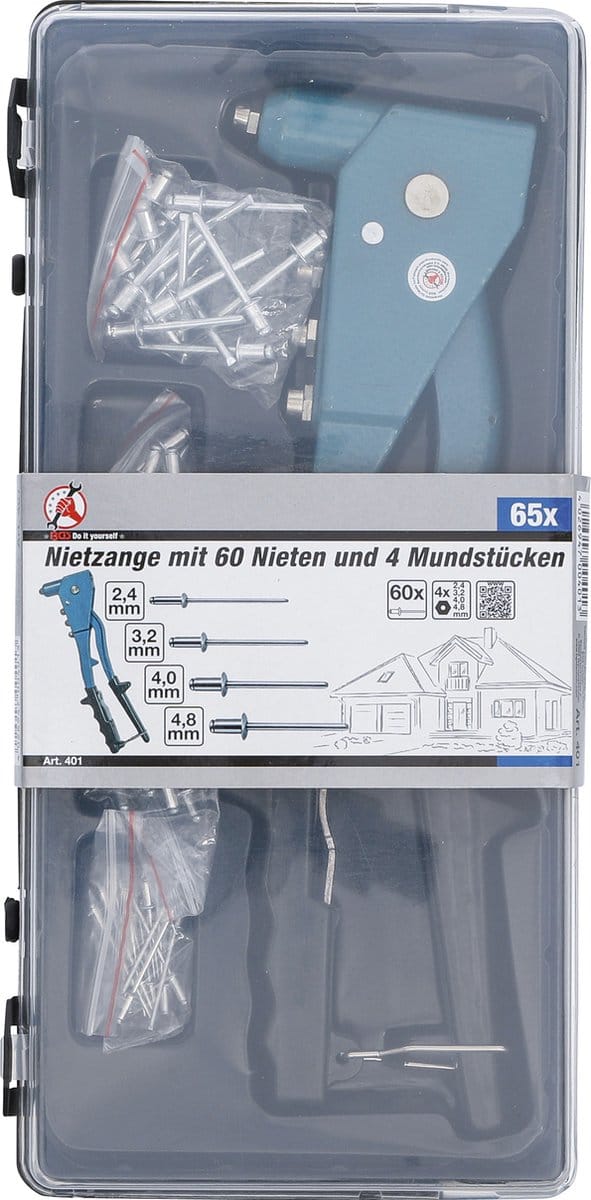 BGS Klinknageltang-set 2,4 - 3,2 - 4,0 - 4,8 mm, 250 mm