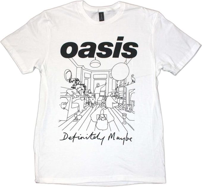 Oasis - Definitely Maybe Line Drawing Heren T-shirt - 2XL - Wit