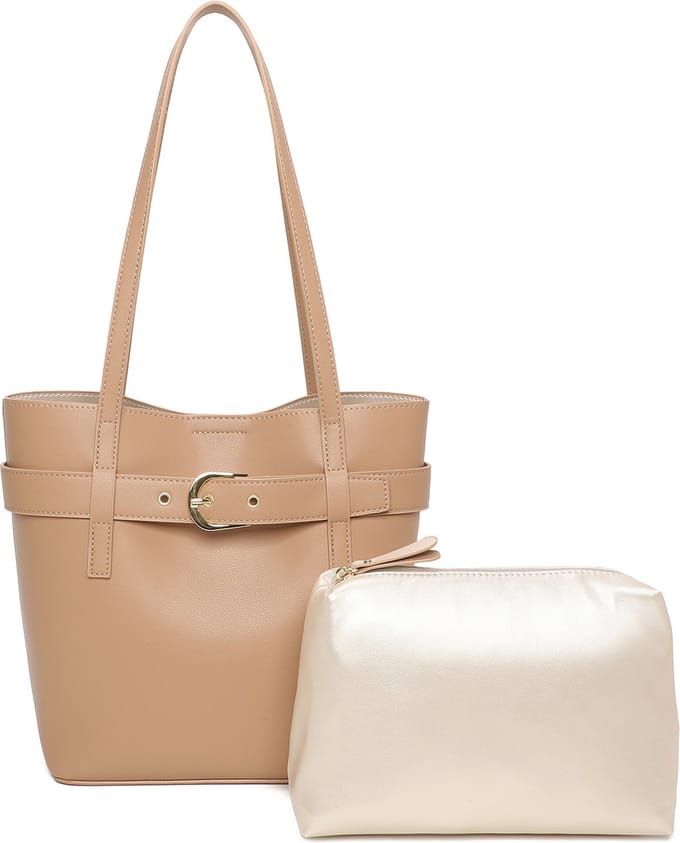 Ines Delaure - Hippe tas in tas handtas - 2 tassen voor 1 - taupe
