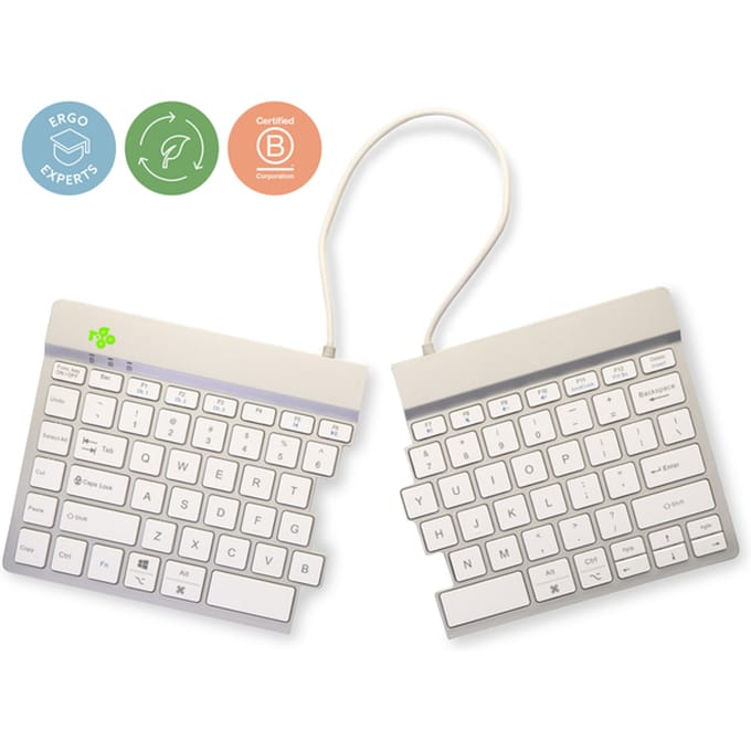 R-Go Split - Ergonomisch toetsenbord - Bluetooth - Break software - US QWERTY Layout - Wit