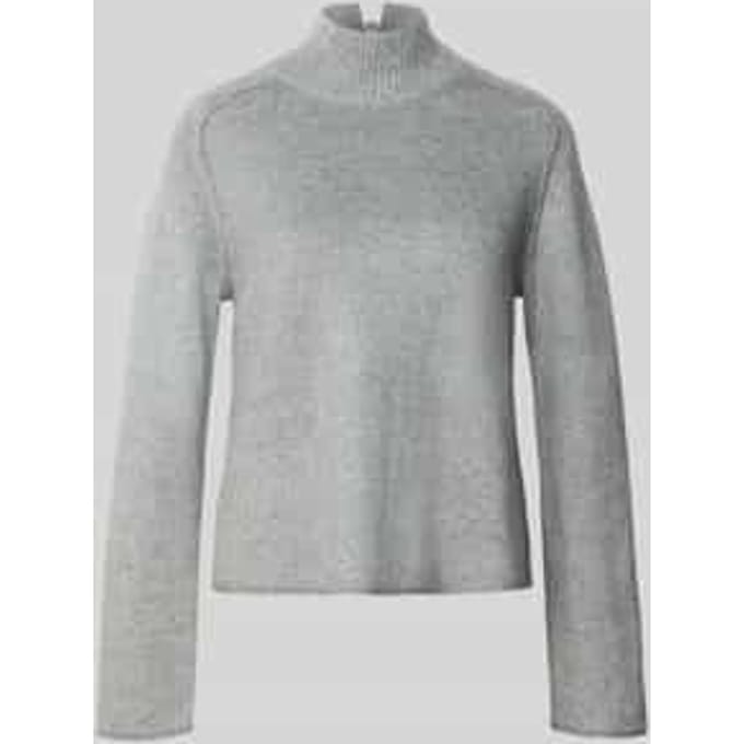 Tom Tailor - Losvallende gebreide trui met opstaande kraag - Maat S - medium silver grey melange
