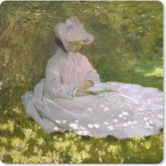 Muismat 20x20 cm - Mousepad Lezende vrouw - Claude Monet - Muismatten