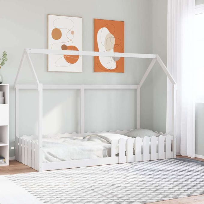 vidaXL - Bedhuis - wit - massief - grenenhout - 90x190 - cm
