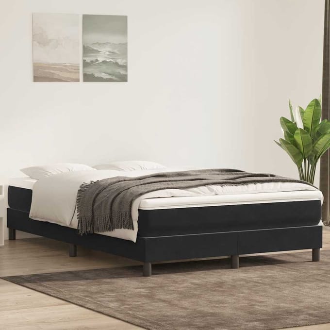 vidaXL - Bed - boxspring - zonder - matras - 160x220 - cm - fluweel - zwart
