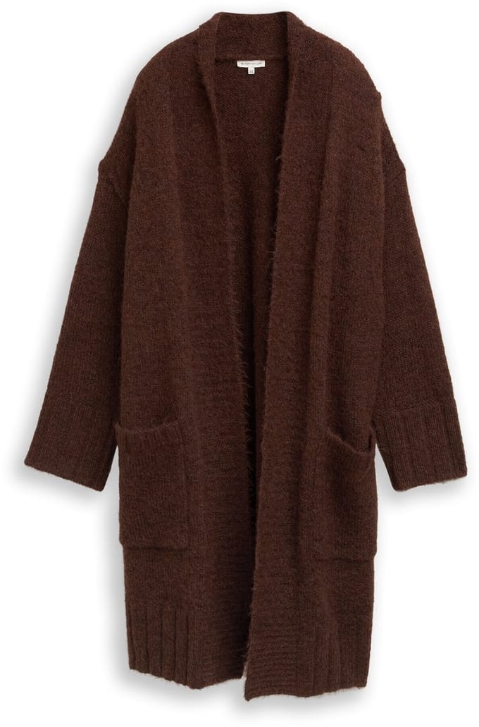 Tom Tailor - Plus Size - Oversized vest met wol - Maat 46 - dark pecan brown melange