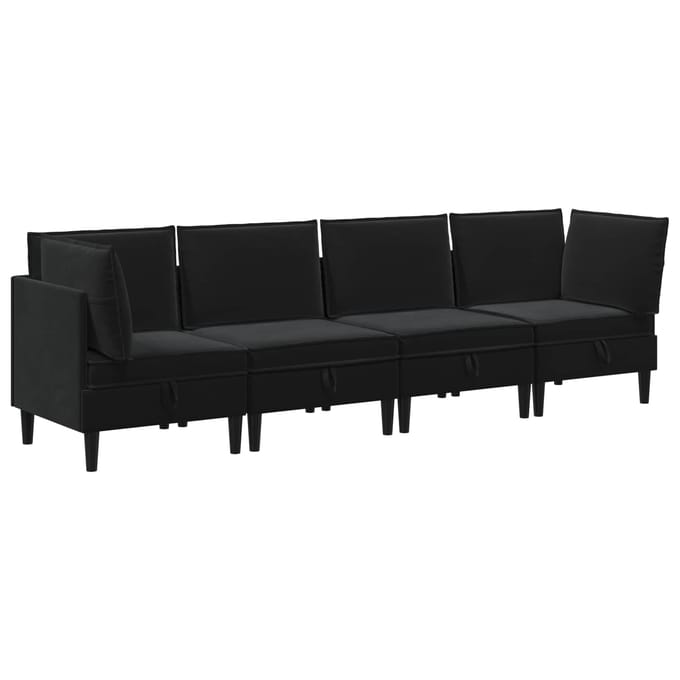 vidaXL - Woonkamer - Meubelset - 4 - st - Zwart - Fluweel