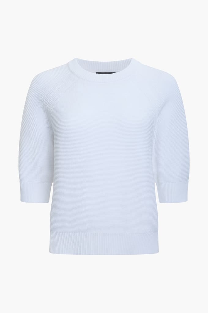 French Connection Lily Mozart Short Sleeve Linen White Taglia: M | Maglioni a maglia Outlet | Donna | Bianco
