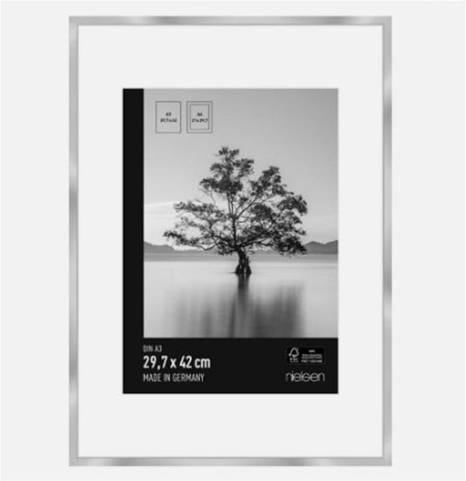 Nielsen - Aluminium incl Passe-Partout - Zilver - A3 / A4 cm