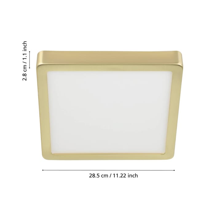 EGLO LED opbouwpaneel Fueva 5 IP20 830 messing 28,5x28,5