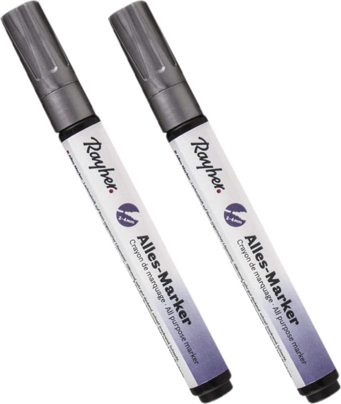 Rayher Marker stift - 2x - zilver - dikke punt - markeren - knutsel/hobby materiaal