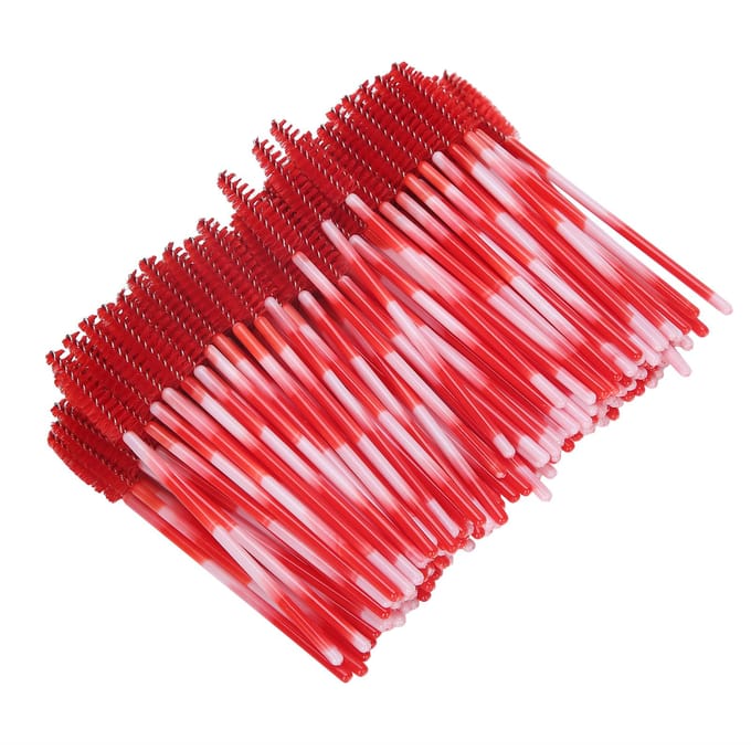 200 stuks Mascara Borsteltjes Applicator Wegwerp Wenkbrauw Borstel Set Wimper Extension Cosmetisch HulpmiddelHelder rood