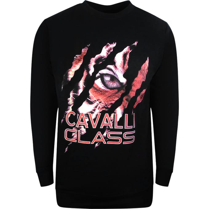 Cavalli Class Peeking Tiger Design zwart sweatshirt