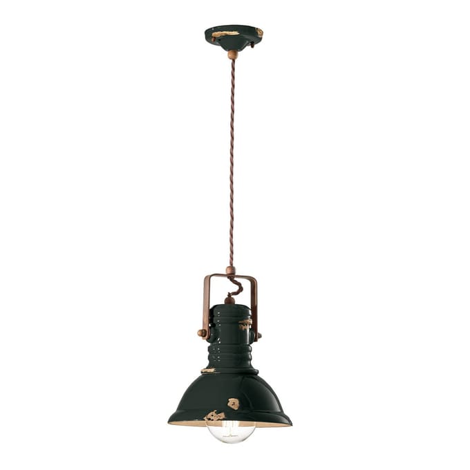 Ferroluce Hanglamp C1691 in zwart industrieel ontwerp