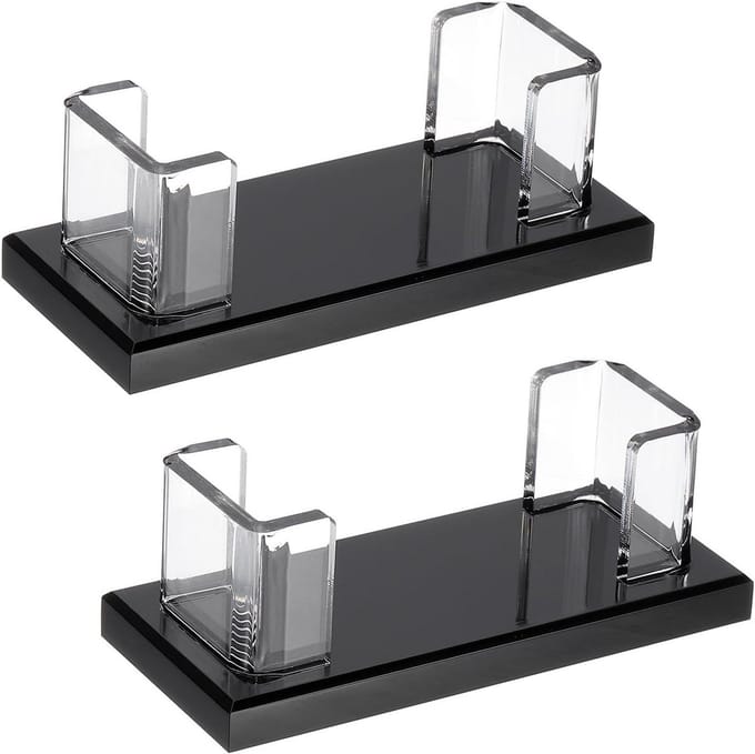 Acryl Visitekaarthouder voor Bureau - Set van 2 Stuks - Transparant & Zwart