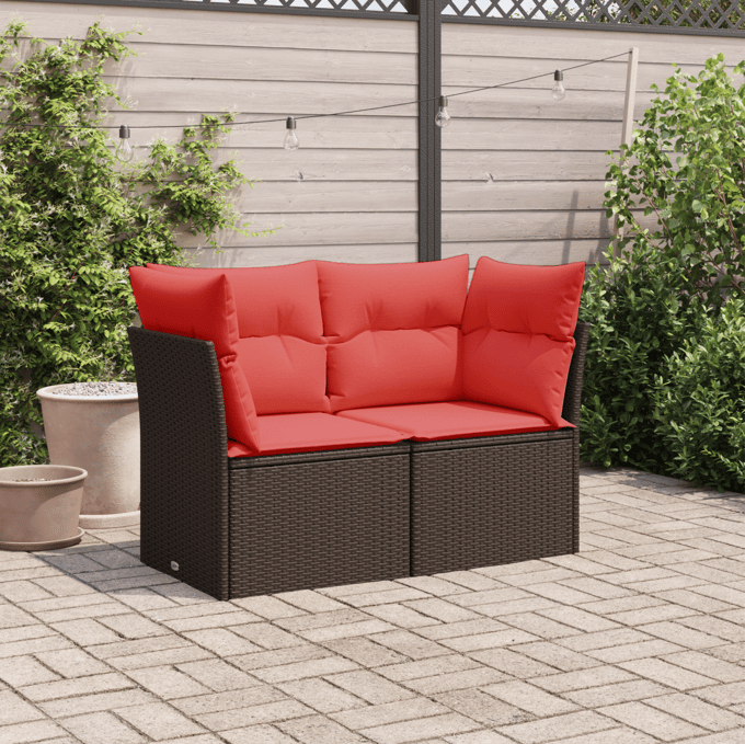 vidaXL - Tuin - Sofa - met - kussen - Bruin - 124 - x - 62 - x - 69 - cm - Poly - rattan