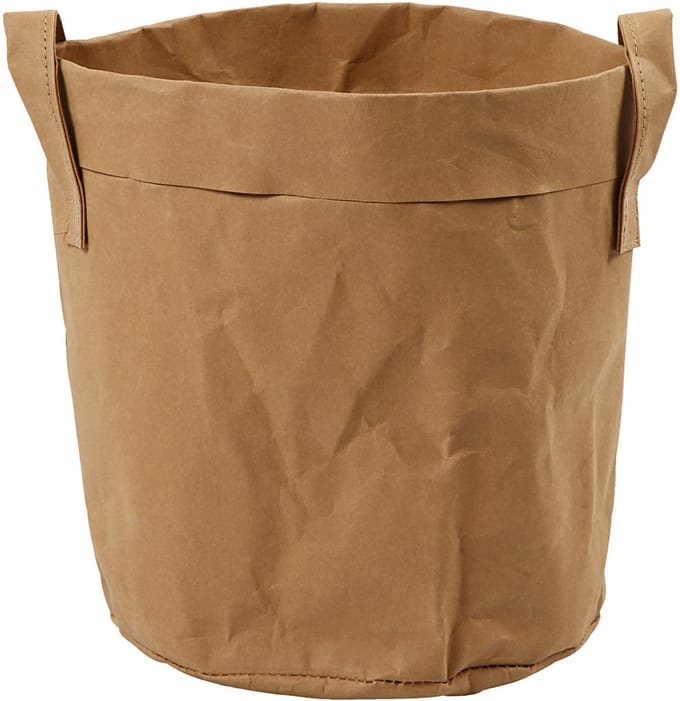 Faux Leather opslagzak, H: 20 cm, d 19,5 cm, 350 gr, lichtbruin, 1 stuk