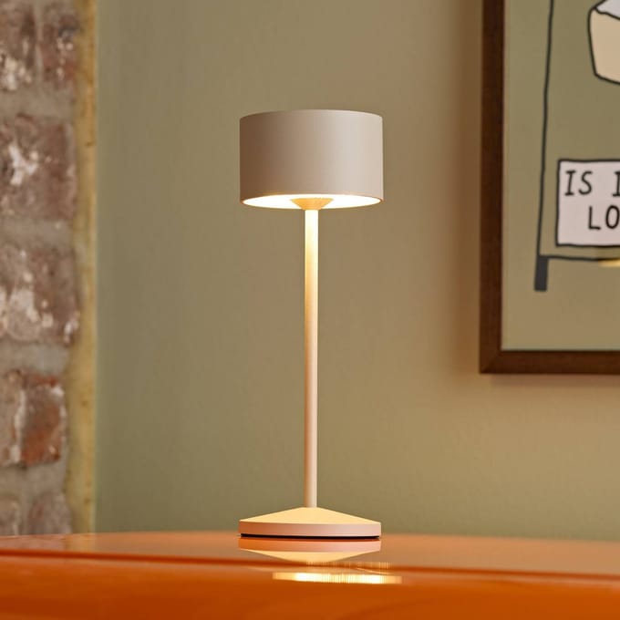 Sigor LED tafellamp Veluna, beige, set van 3, 25 cm, IP44