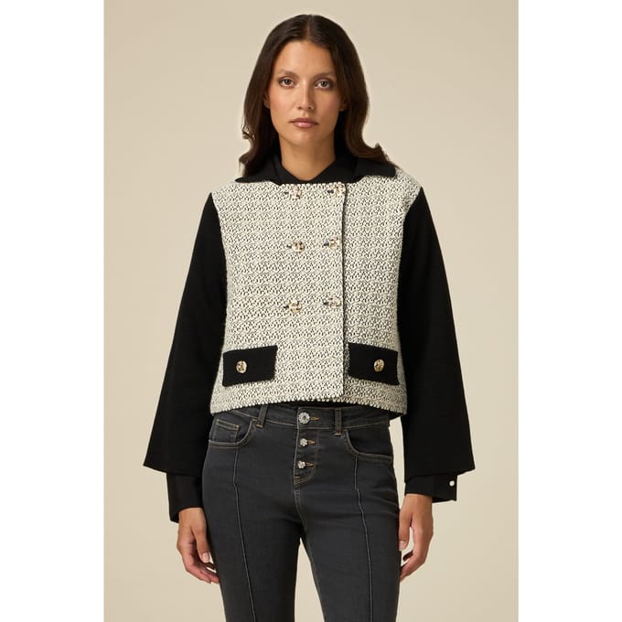 Oltre Wool Blend Knit Boxy Jacket Black Maat: XL | Blazers Outlet | Dames | Zwart