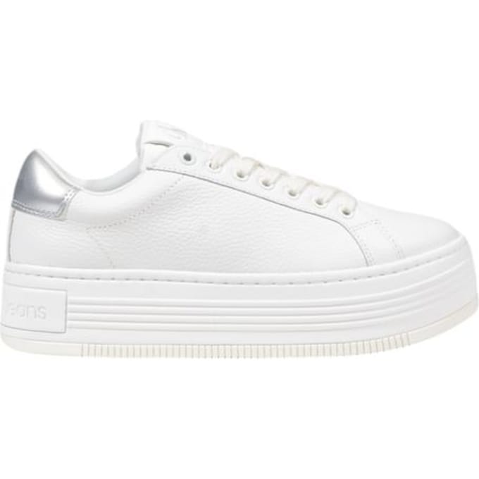 Calvin Klein Jeans Zilveren Leren Platform Sneakers