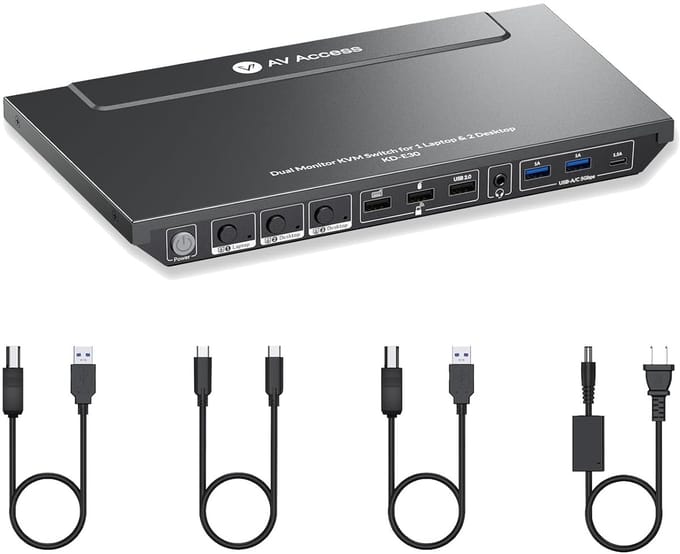 Docking Station - KVM Switch - Multitasken Werk - Dubbele 4K@60Hz - 31 x 18 x 9 cm