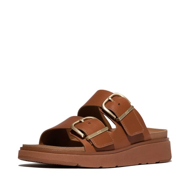 FitFlop Gen-FF Buckle Two-Bar Leather Slides BRUIN - Maat 36