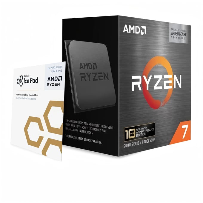 AMD Ryzen 7 5800X3D 10th Anniversary Edition CPU 8-Core 16-Thread AM4 Processor 3D V-Cache 96MB L3 Cache Tot 4,5 GHz voor Gaming PC