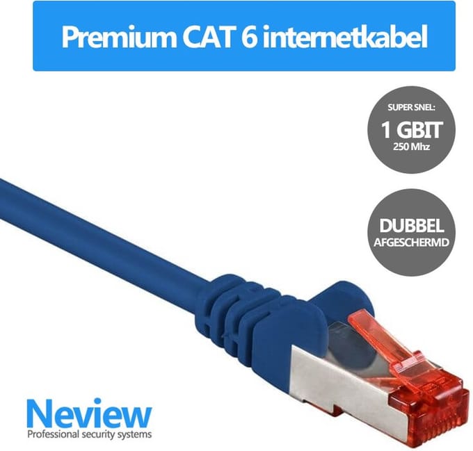 Neview - 2 meter premium S/FTP patchkabel - CAT 6 - Blauw - Dubbele afscherming - (netwerkkabel/internetkabel)