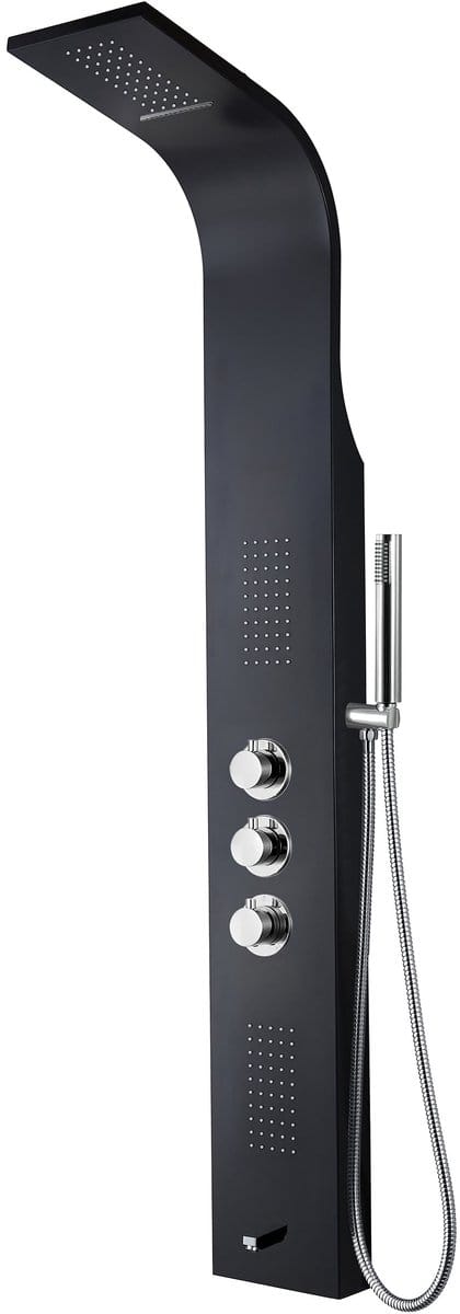 ZIMMER Thermostatisch Douchepaneel ELEMENT Mat zwart – RVS Hoofddouche & Handdouche – Anti-kalk – Regendouche Compleet