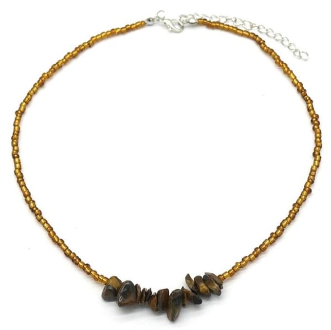 She life style - bruine ketting met stenen kralen - Bruin