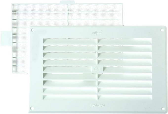 Horizontaal Ventilatie Rooster Wit met Insectenhor (17 x 27 cm)