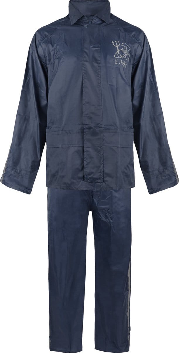 C-Line Regenpak met Capuchon - Blauw - Reflecterend  - Nieuw Model - Volwassen maat M