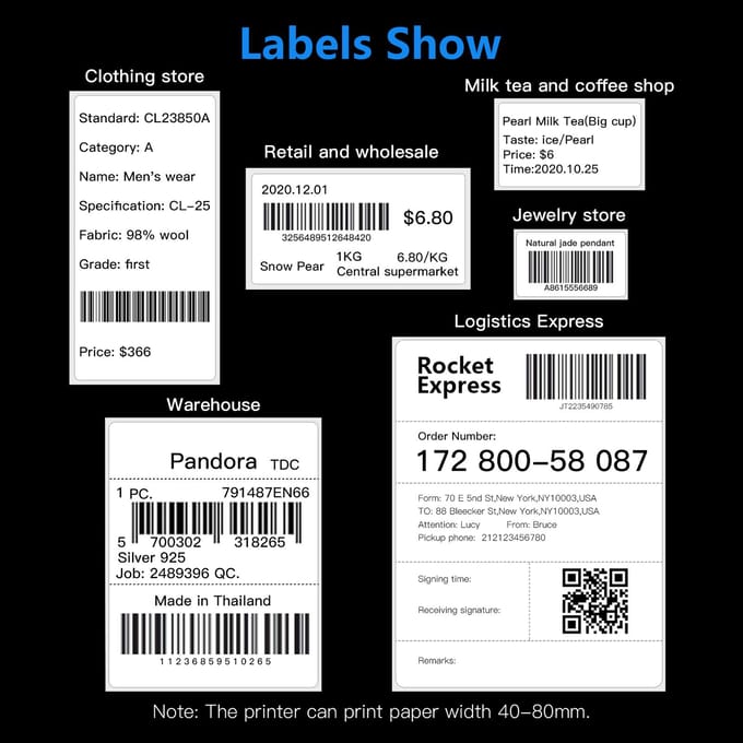Desktop Verzendlabelprinter Hoge Snelheid USB + BT Direct Thermische Printer Labelmaker Sticker US Plug-USB