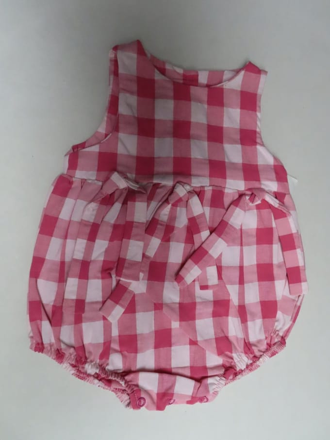 Korte combi - Meisjes - Geruit - Roze wit - 12 maand 80