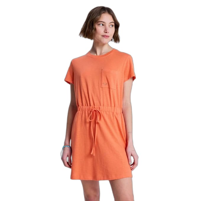 Roxy Sunny Expedition Solid Korte Mouw Jurk Oranje M Vrouw