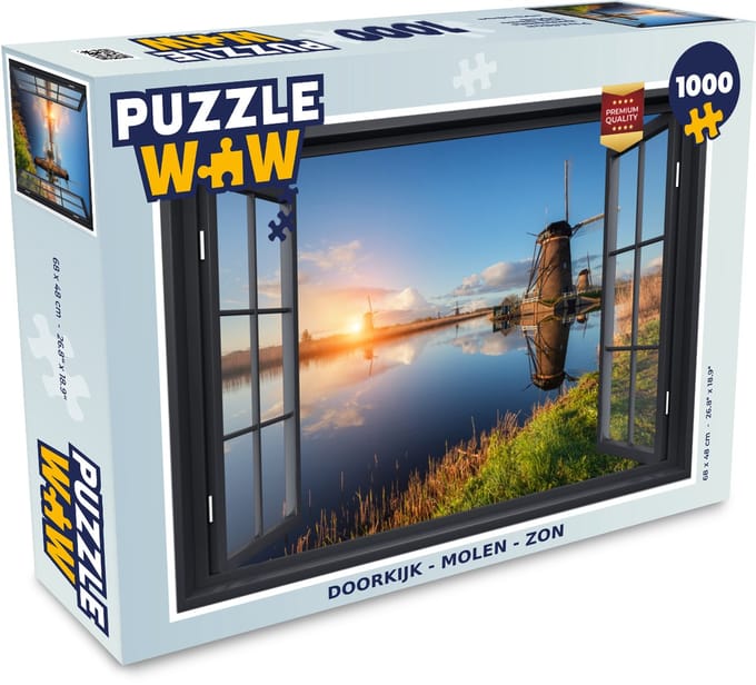 Puzzel Doorkijk - Molen - Zon - Legpuzzel - Puzzel 1000 stukjes volwassenen