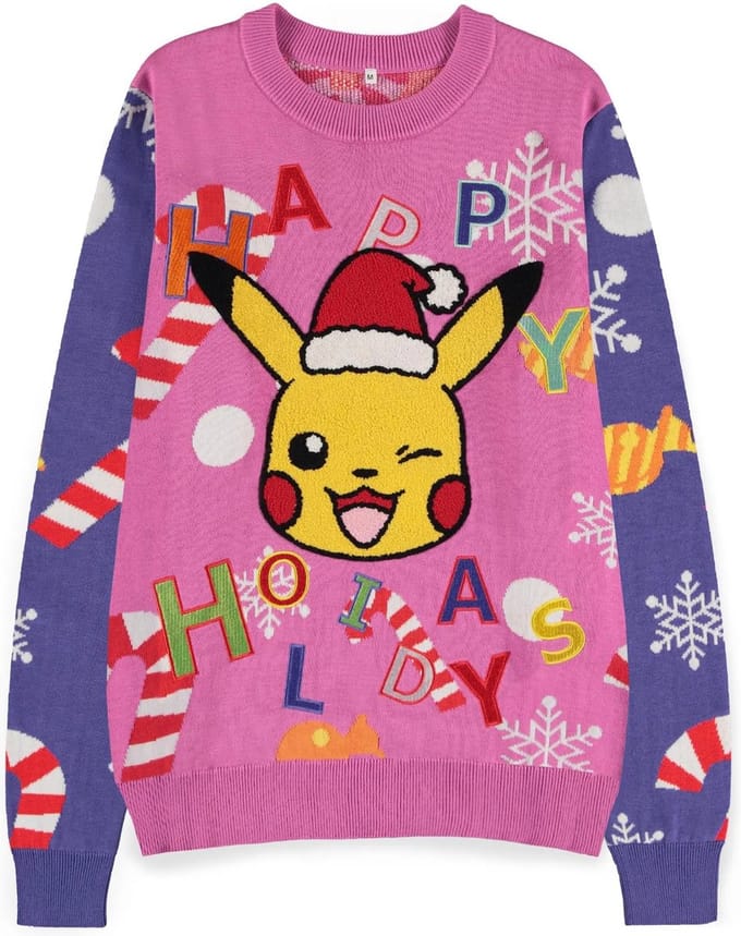 Pokémon - Pikachu Patched Christmas Kersttrui - 2XL - Roze/Paars