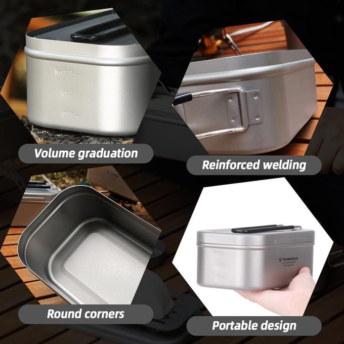TOMSHOO lunchbox 800 ml titanium lunchvoedselcontainer blikken doos met stoomrek voor buiten 800ml white