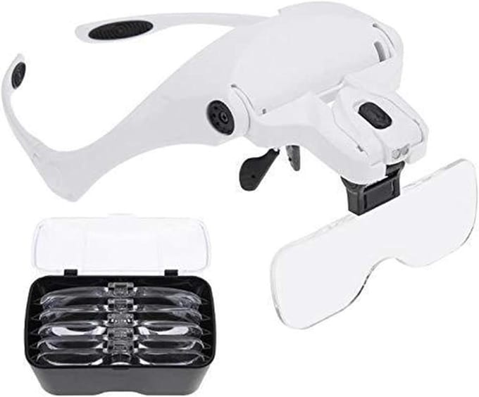 Vergrootglas met LED - Hoofdband loep - Gedetailleerd Werk - Handsfree Ontwerp - 5 Lenzen - Wit
