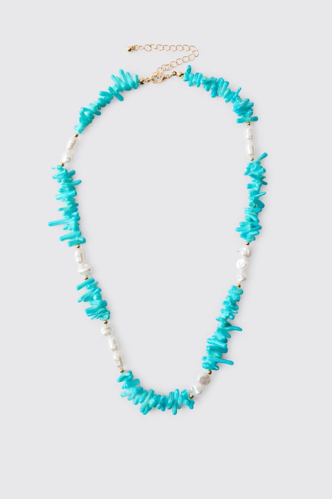 Kralenketting Met Schelp & Parel | Turquoise
