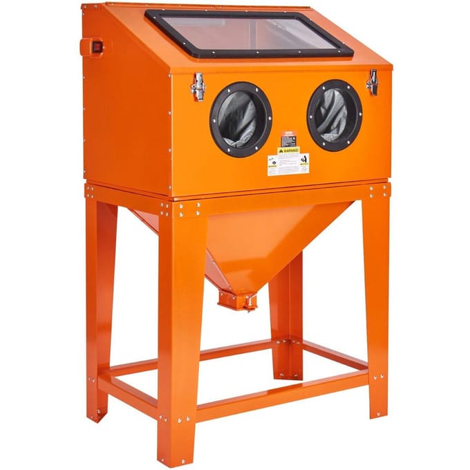 Cabine de sablage de 90 gallons avec système d'aspiration de poussière de 1,8 gallon