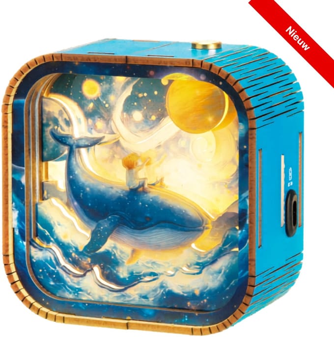 Kitcreatives- Bouwpakket Nachtlampje Walvis- hout