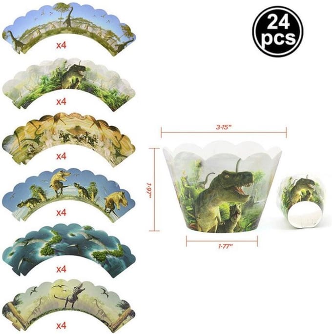24 stuks cupcake omslagen dinosaurussen