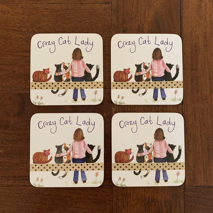 Alex Clark Onderzetters Set Crazy Cat Lady ~ Katten