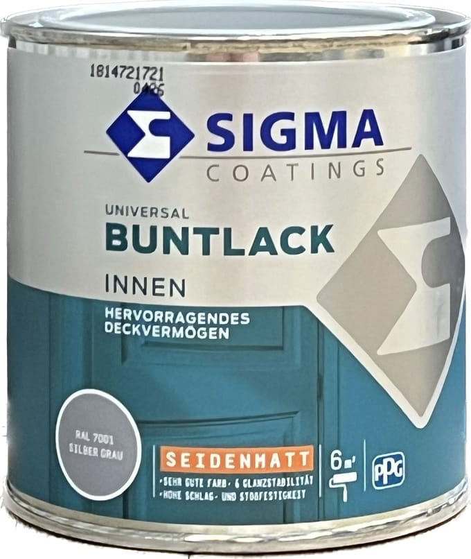 Sigma Gekleurde Lak Ral 7001 Zijdemat 375 ml