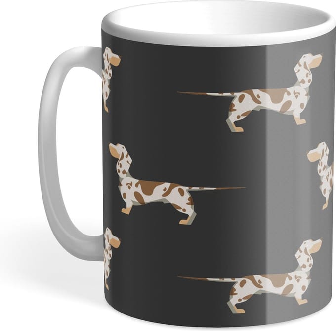 Hound & Herringbone - Getijgerde Teckel Designer Mok - Chocolate Dapple Dachshund Designer Mug