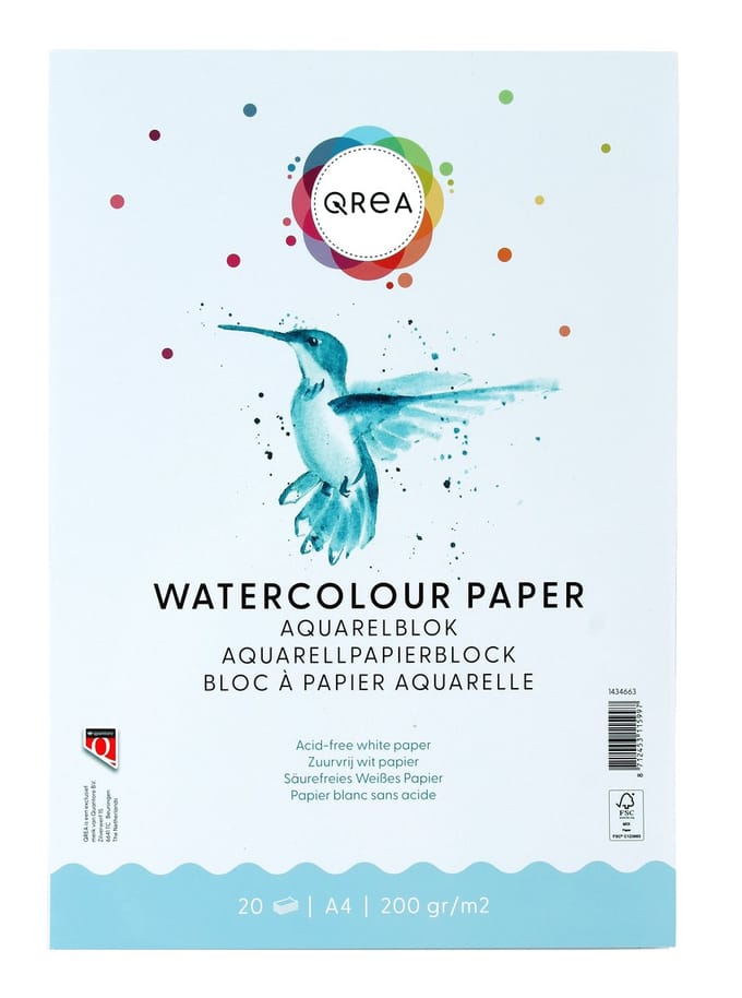 Aquarelblok qrea a4 20vel 200gr gelijmd | 5 stuks