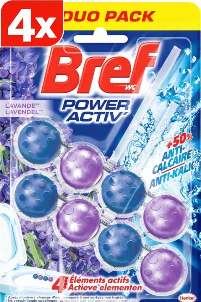 4 x Bref Toiletblok Lavender - 2 stuks